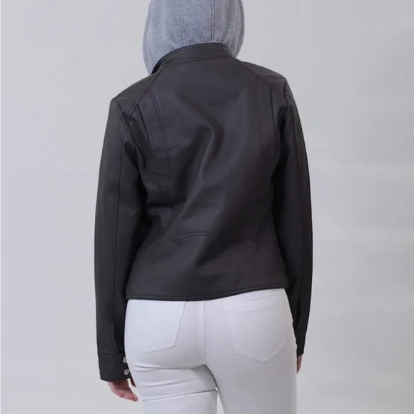 Jou Jou Vegan Leather Moto Jacket Gray Women’s Medium New With Tags - Picture 16 of 16